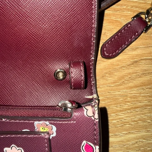 Kate Spade Tinsel Frosted Deep Berry Floral Flap Crossbody Clutch bag - Picture 16 of 16